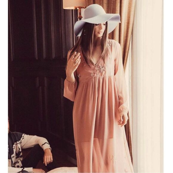 Chaser Women's S Pink Beaded Star Maxi Dress V-Neck Party‎ Cocktail - Picture 3 of 9